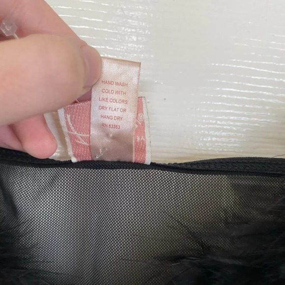 Vintage Y2K Intimates by Flora Nikrooz Black Sheer Lingerie Top Faux Fur Medium - Picture 6 of 8